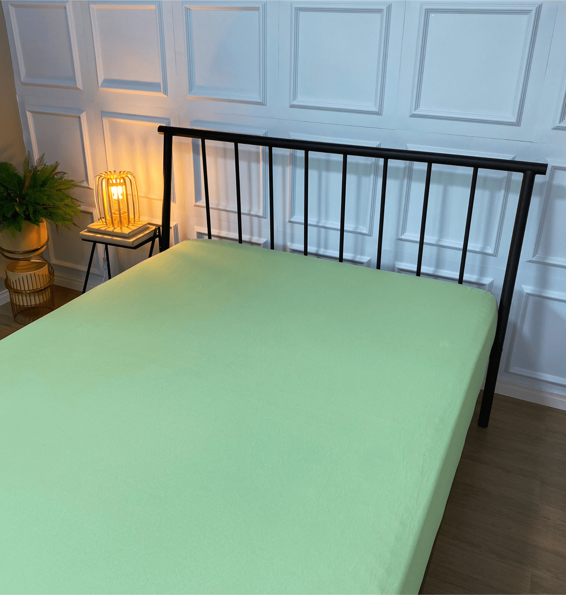 Lençol com Elástico em Malha 100% Algodão Verde Liso