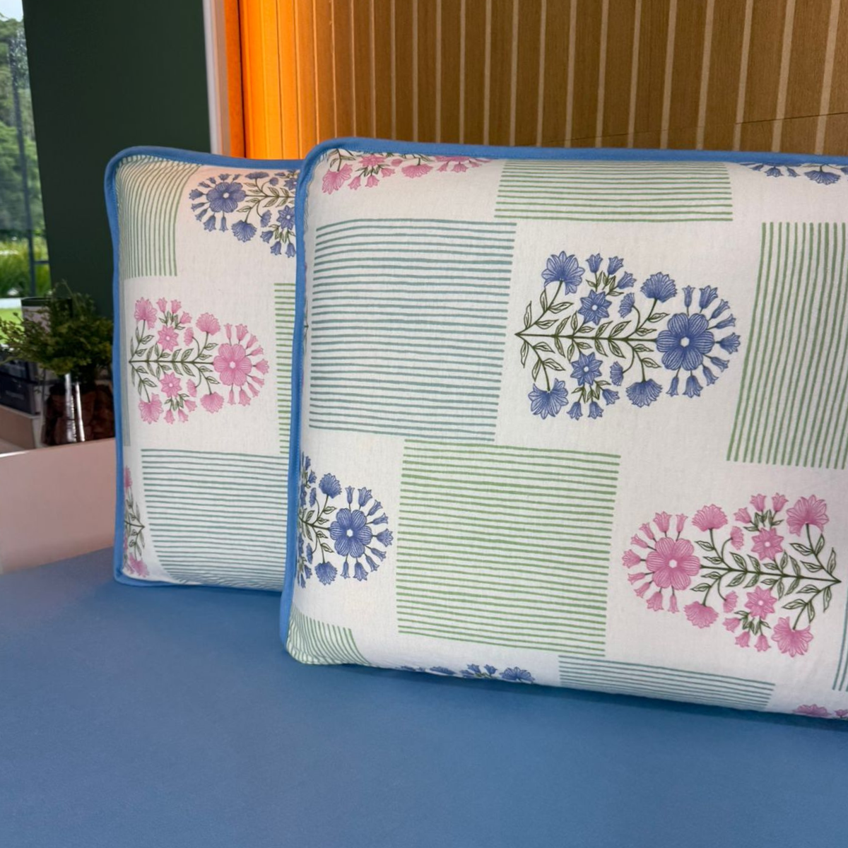 Jogo de Lençol com Elástico em Malha 100% Algodão Lisboa Azul