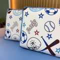Jogo de Lençol com Elástico em Malha 100% Algodão Baseball Azul