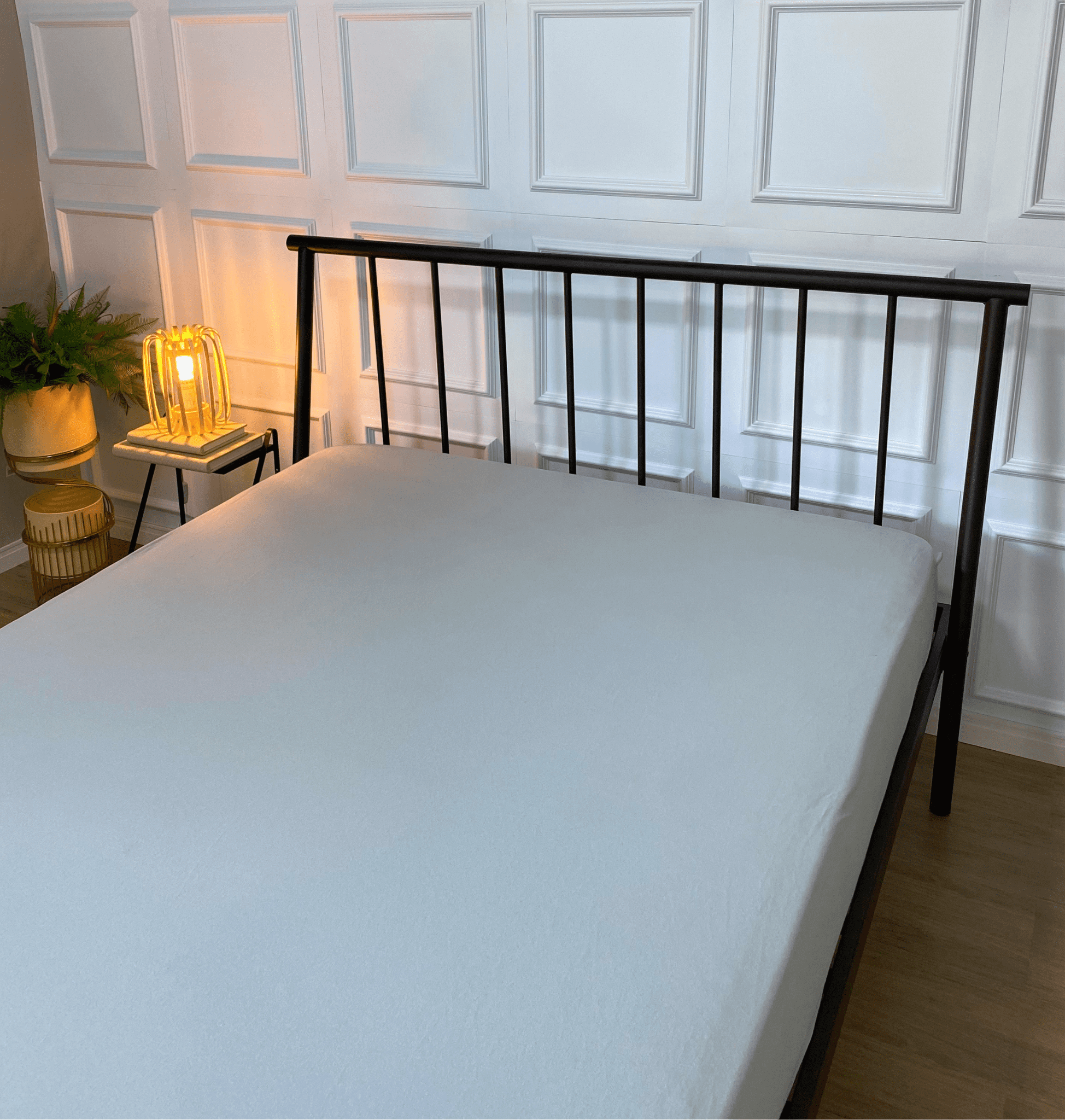 Lençol com Elástico em Malha 100% Algodão Cinza Liso