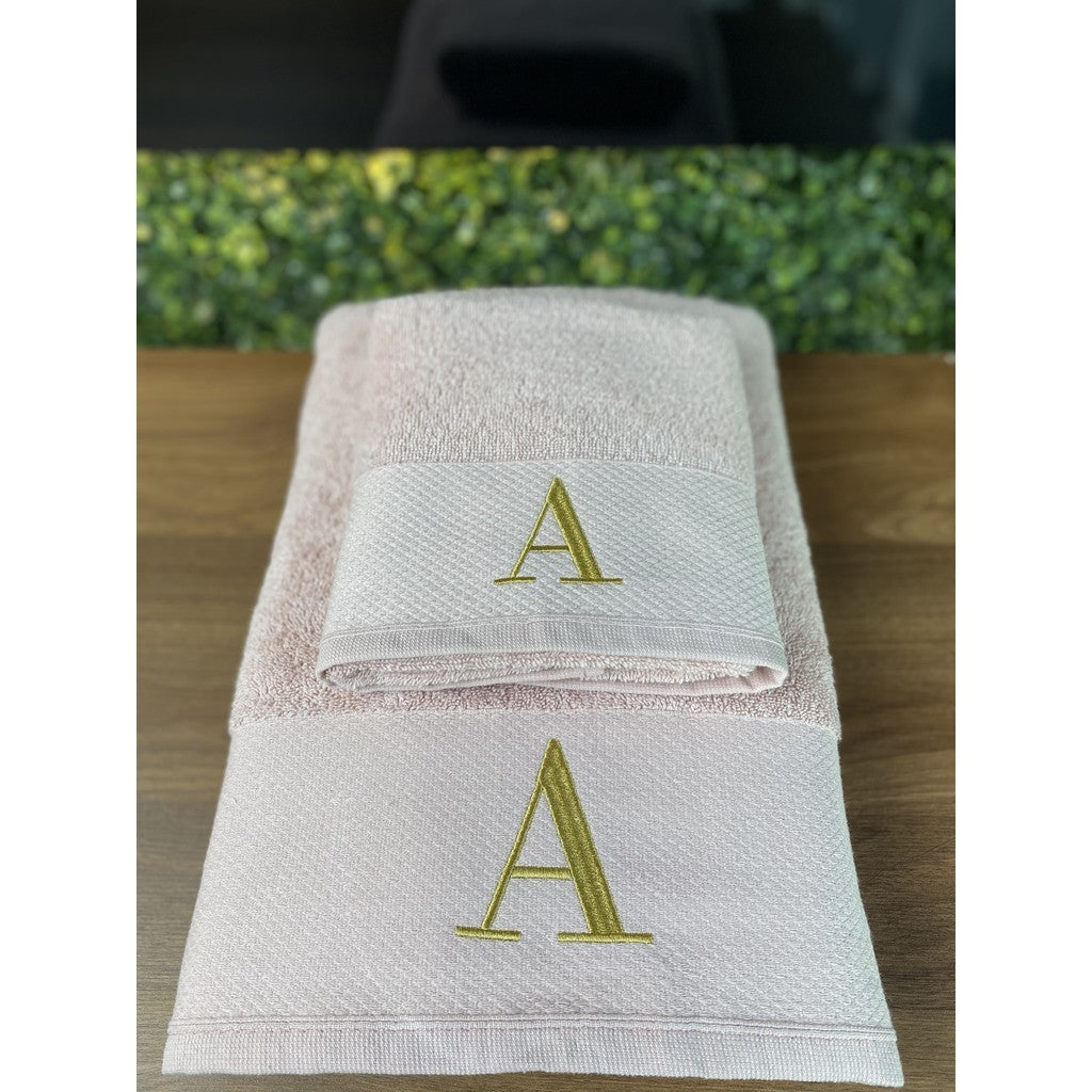 Jogo de Toalhas de Banho e Rosto Bordadas com Iniciais 100% Algodão Fio Penteado 540g