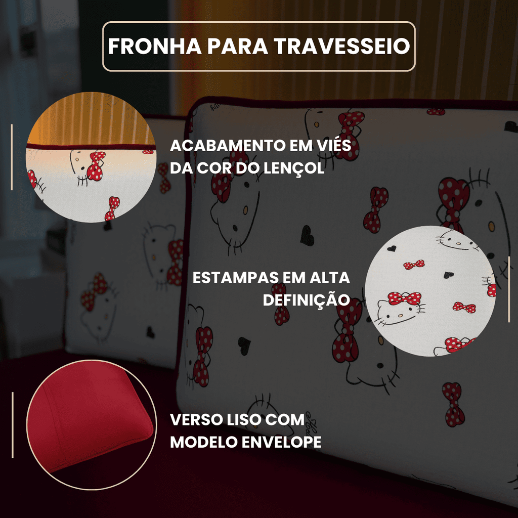 Jogo de Lençol com Elástico em Malha 100% Algodão Kitty Grená
