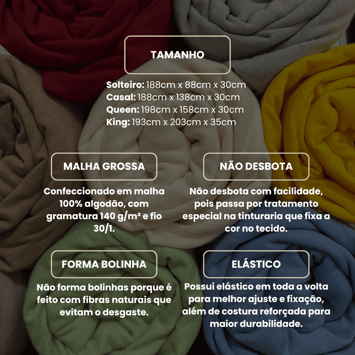 Jogo de Lençol com Elástico em Malha 100% Algodão Planet Chocolate