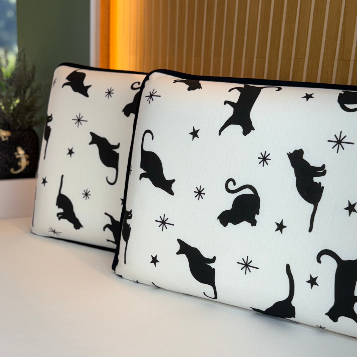 Jogo de Lençol com Elástico em Malha 100% Algodão Black Cat Off