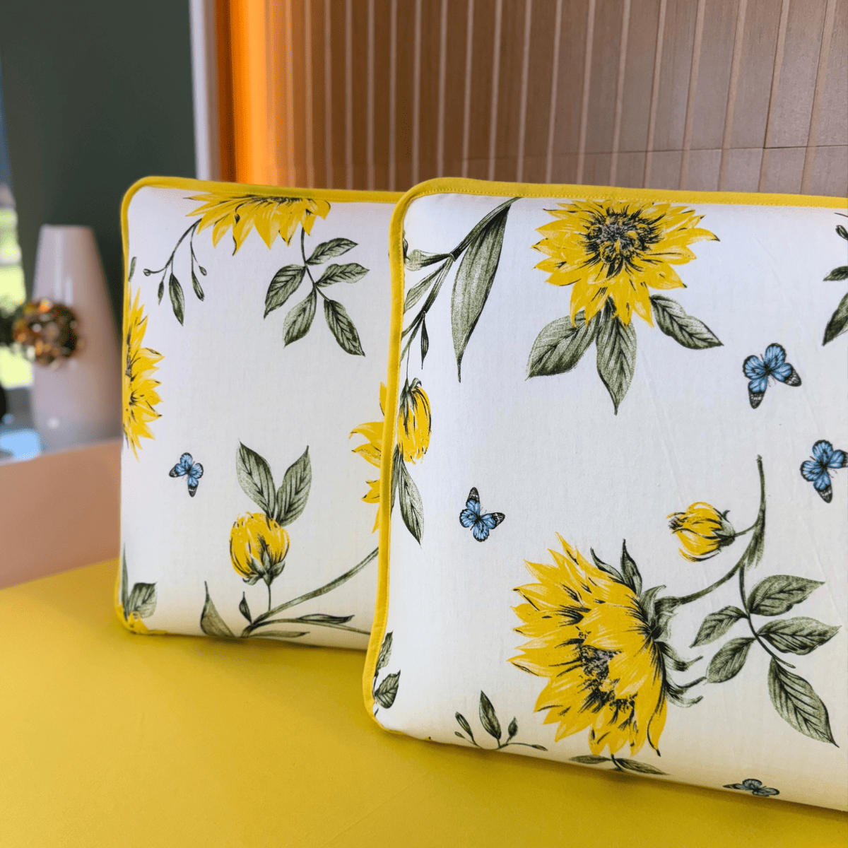 Jogo de Lençol com Elástico em Malha 100% Algodão Girassol Amarelo