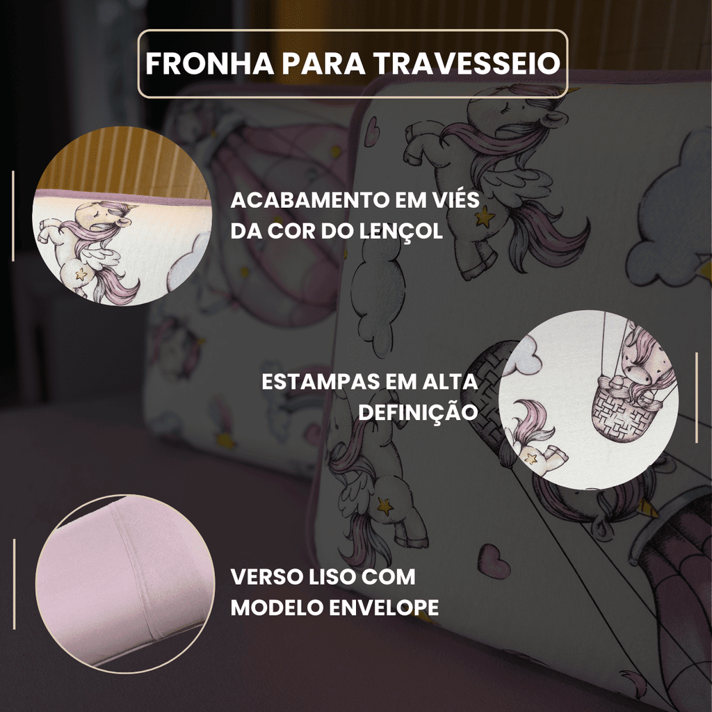 Jogo de Lençol com Elástico em Malha 100% Algodão Balão Mágico Rose