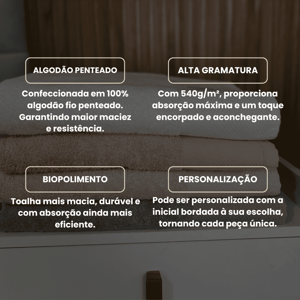 Toalhas de Rosto com Inicial 100% Algodão Fio Penteado 540g
