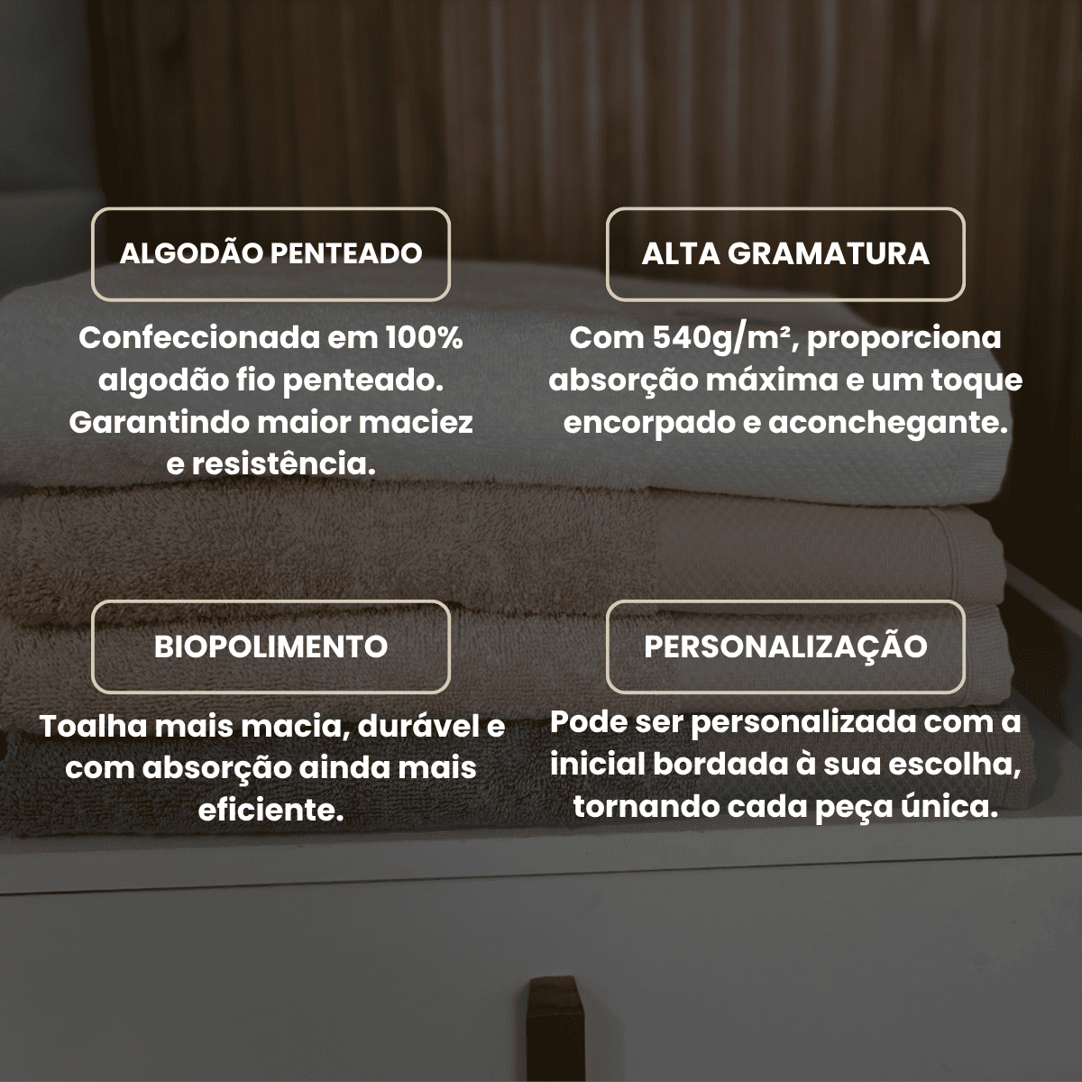 Toalhas de Rosto com Inicial 100% Algodão Fio Penteado 540g