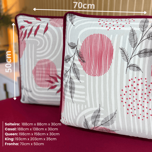 Jogo de Lençol com Elástico em Malha 100% Algodão Abstrata Grená