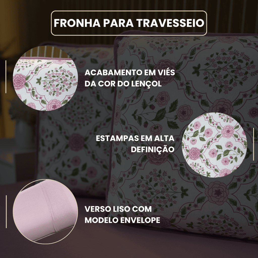 Jogo de Lençol com Elástico em Malha 100% Algodão Lavie Rose