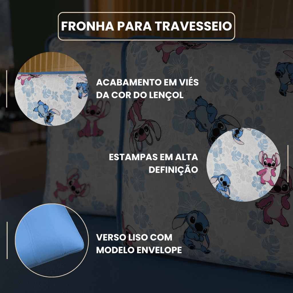 Jogo de Lençol com Elástico em Malha 100% Algodão Stitch Azul