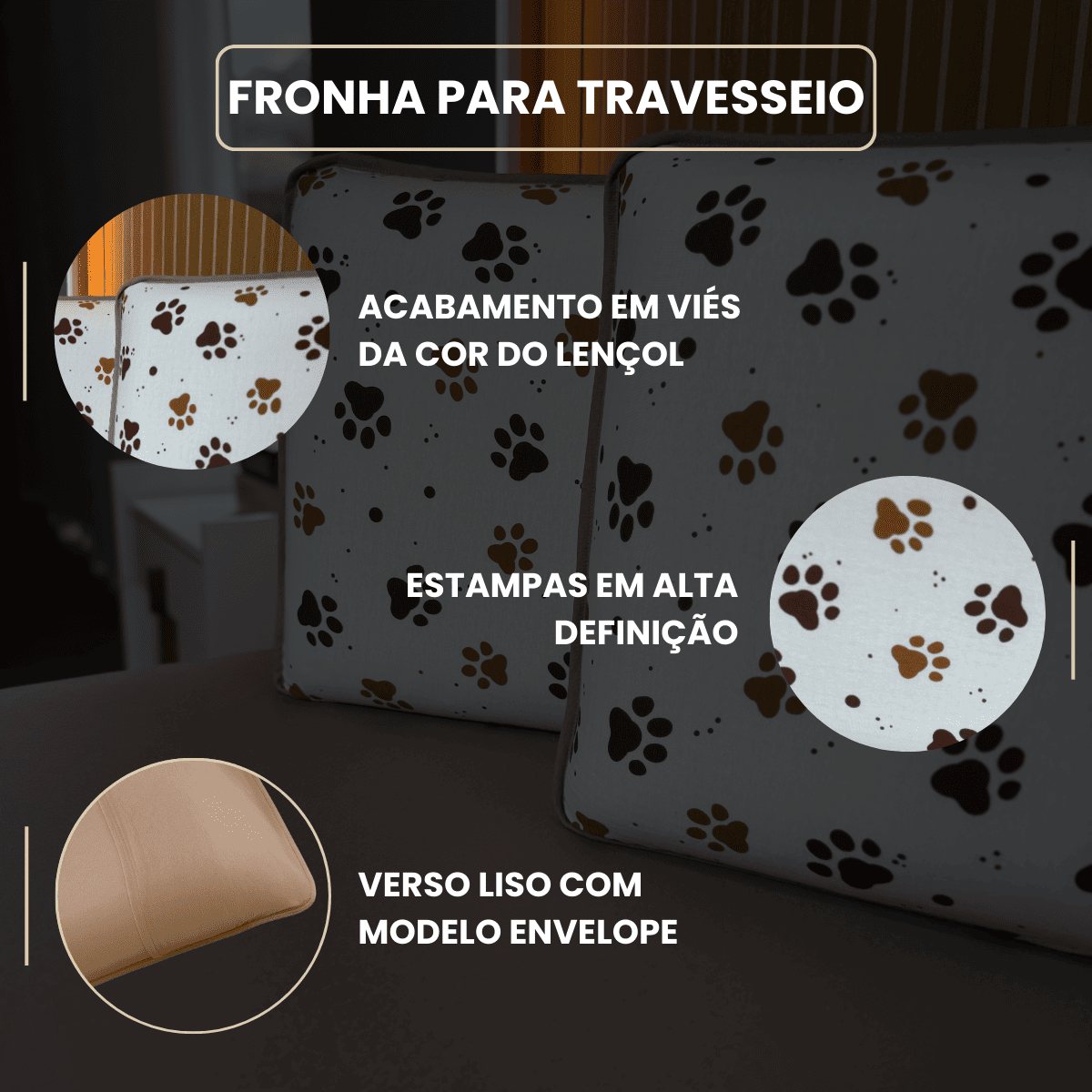 Jogo de Lençol com Elástico em Malha 100% Algodão Patinhas Chocolate