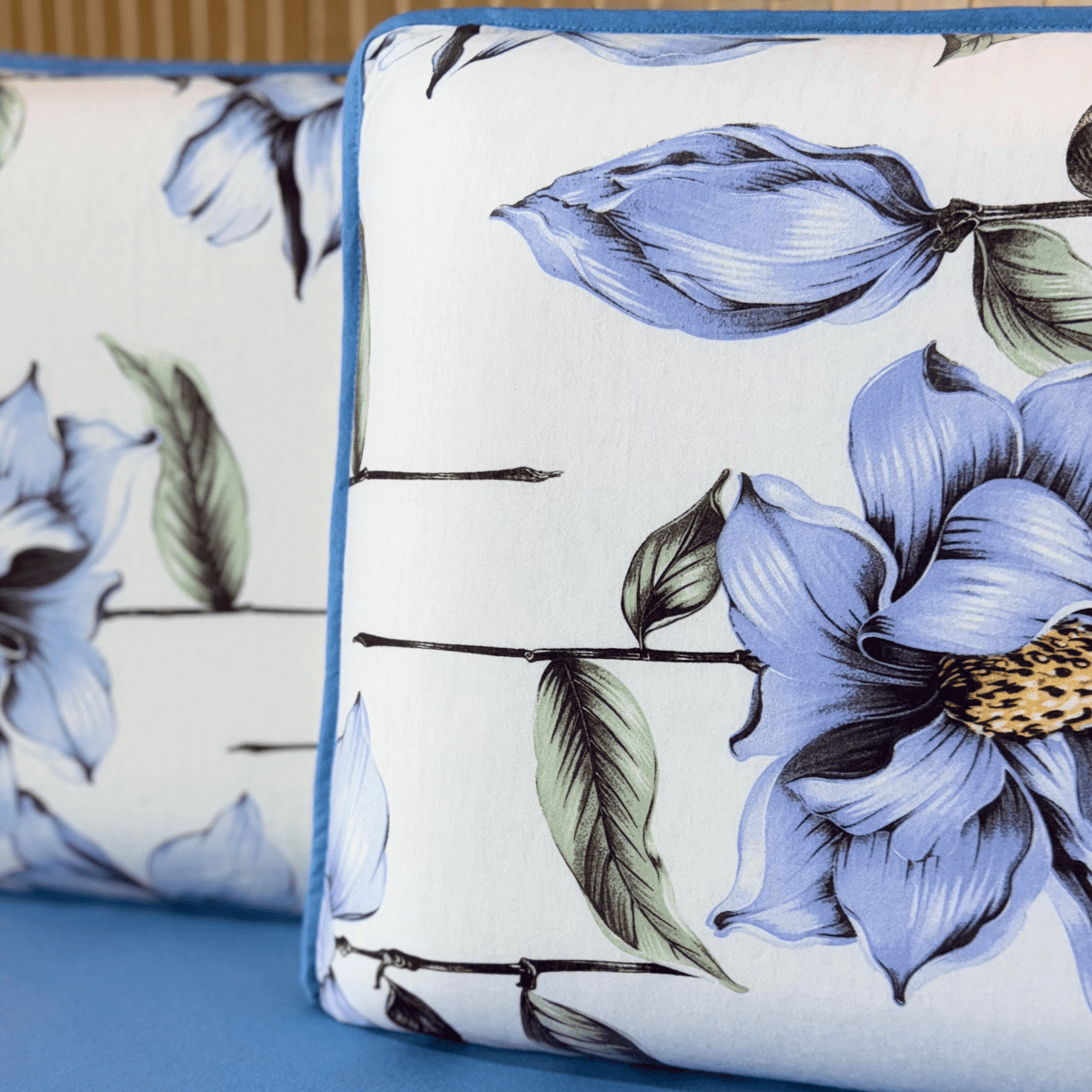 Jogo de Lençol com Elástico em Malha 100% Algodão Flor de Chá Azul