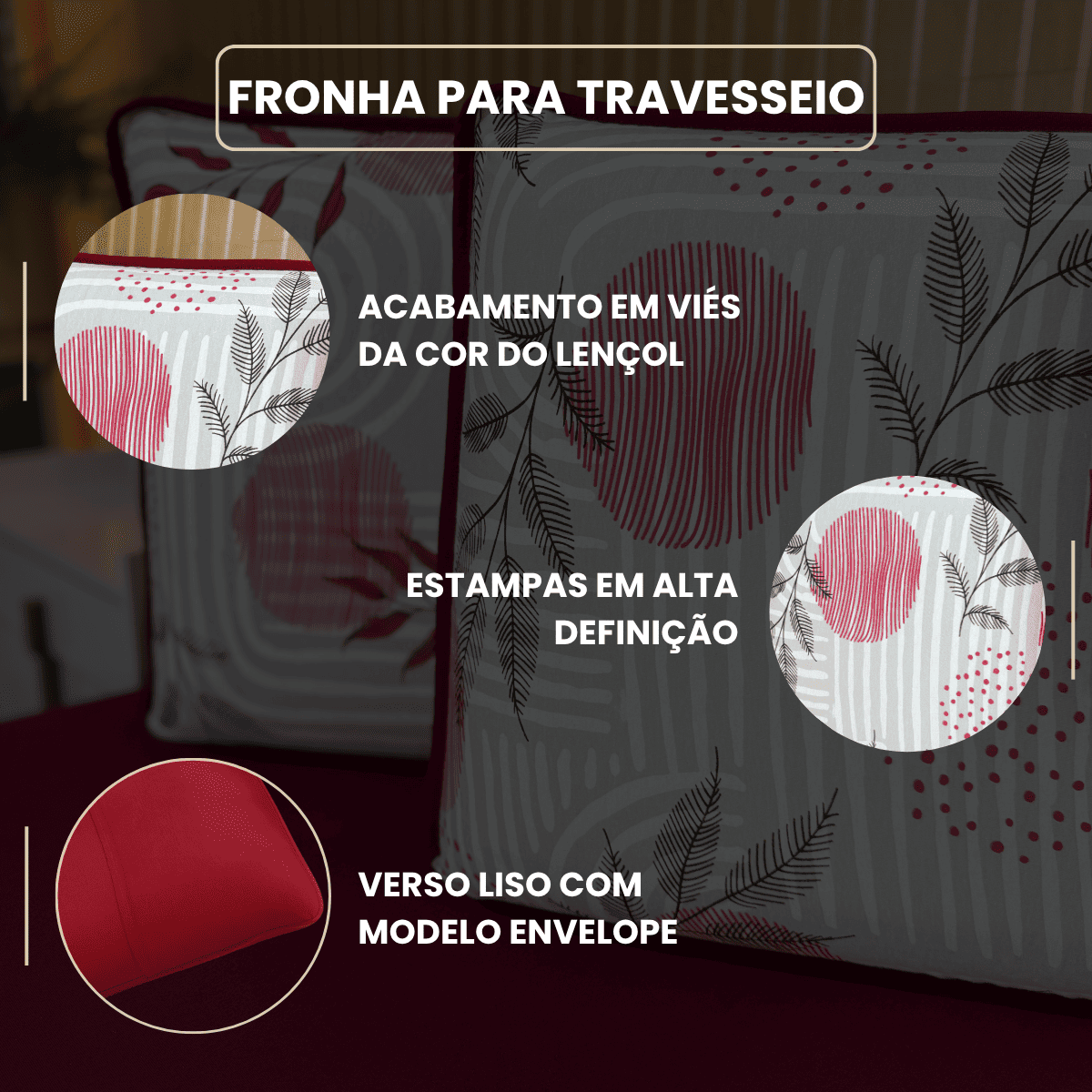 Jogo de Lençol com Elástico em Malha 100% Algodão Abstrata Grená