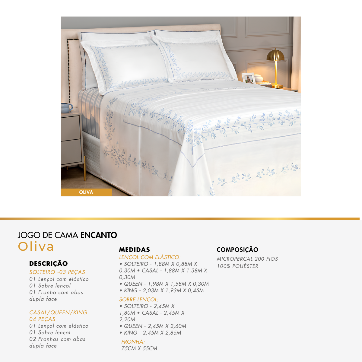 Jogos de Cama 4 Peças Coleção Encanto Micropercal 200 Fios