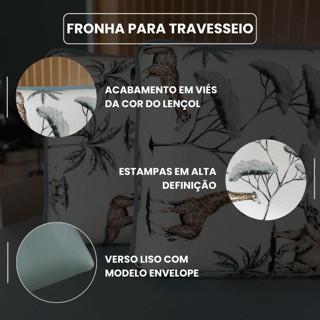 Jogo de Lençol com Elástico em Malha 100% Algodão Selva Verde