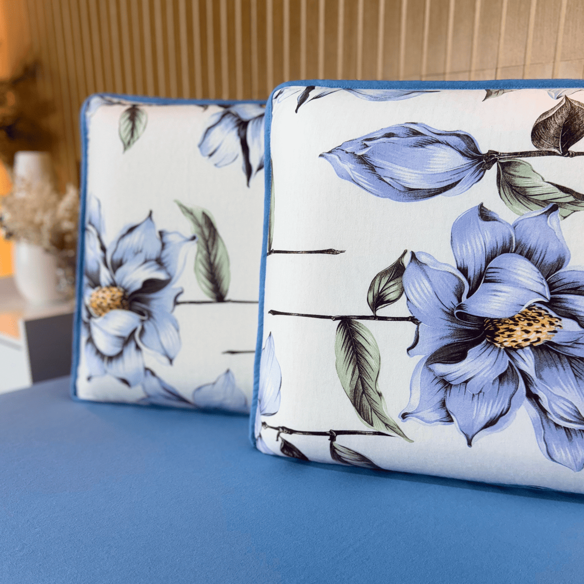 Jogo de Lençol com Elástico em Malha 100% Algodão Flor de Chá Azul